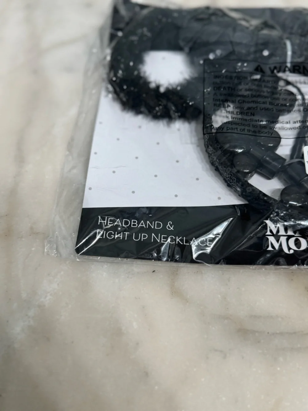 Disney Black Sequin Minnie Ear Headband with Light-Up Necklace
